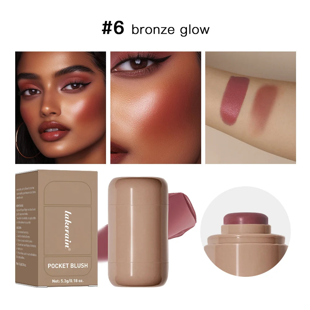3-In-1Blush Stick Lasting Brightens Facial Cheek Stick Moisturizing Flash Lip Gloss Makeup Lip Gloss Face Rouge