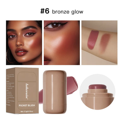 3-In-1Blush Stick Lasting Brightens Facial Cheek Stick Moisturizing Flash Lip Gloss Makeup Lip Gloss Face Rouge