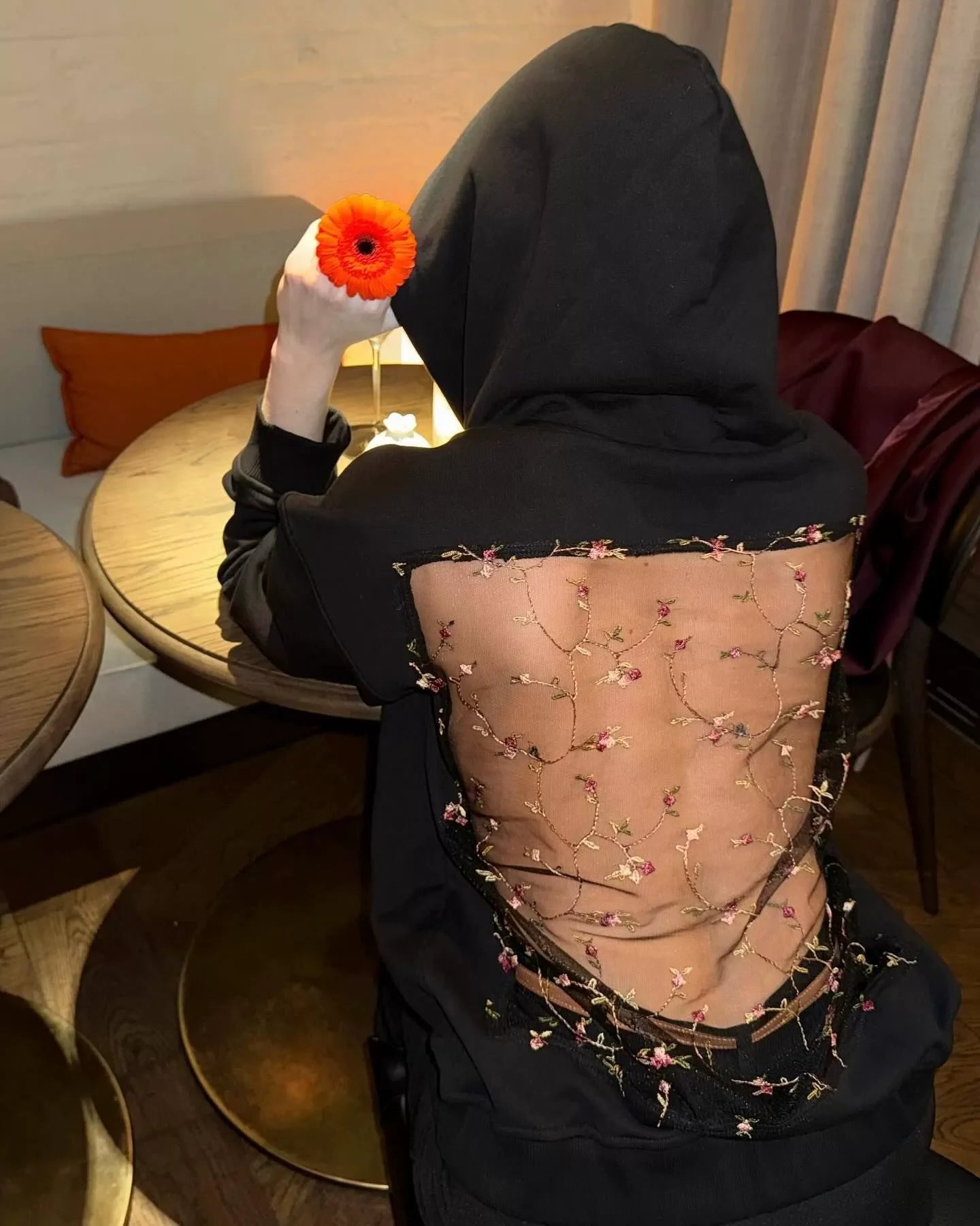Women Backless Long Sleeve Gothic Sweatshirt Sexy Hollow Mesh Hoodie Shiny Translucent Y2K Pullover New Skateboarding Hoodie