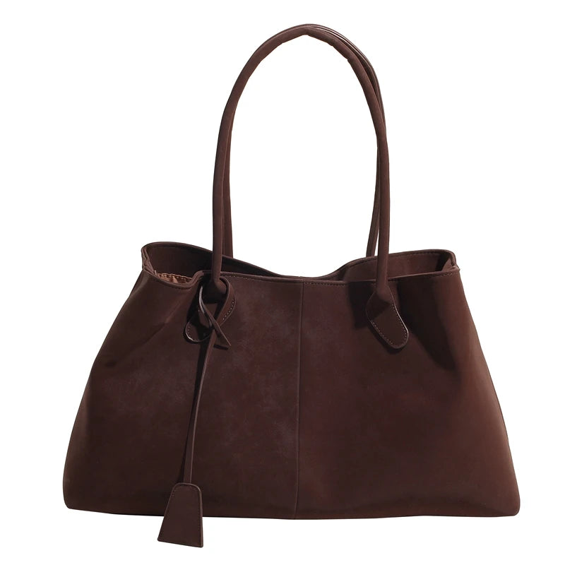 Faux Suede Solid Color High Quality Fashionable Versatile Handbag 2025 Women'S Product Hot Selling Large Capacity Shoulder Bag
