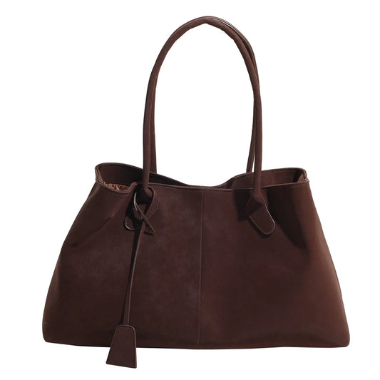 Faux Suede Solid Color High Quality Fashionable Versatile Handbag 2025 Women'S Product Hot Selling Large Capacity Shoulder Bag