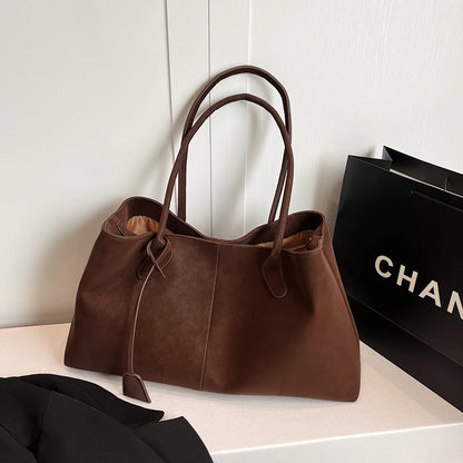 Faux Suede Solid Color High Quality Fashionable Versatile Handbag 2025 Women'S Product Hot Selling Large Capacity Shoulder Bag