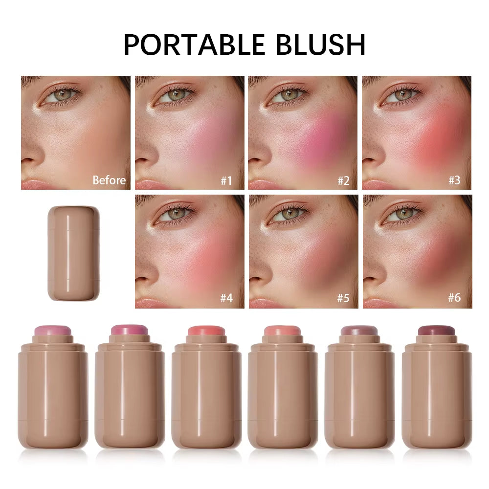 3-In-1Blush Stick Lasting Brightens Facial Cheek Stick Moisturizing Flash Lip Gloss Makeup Lip Gloss Face Rouge