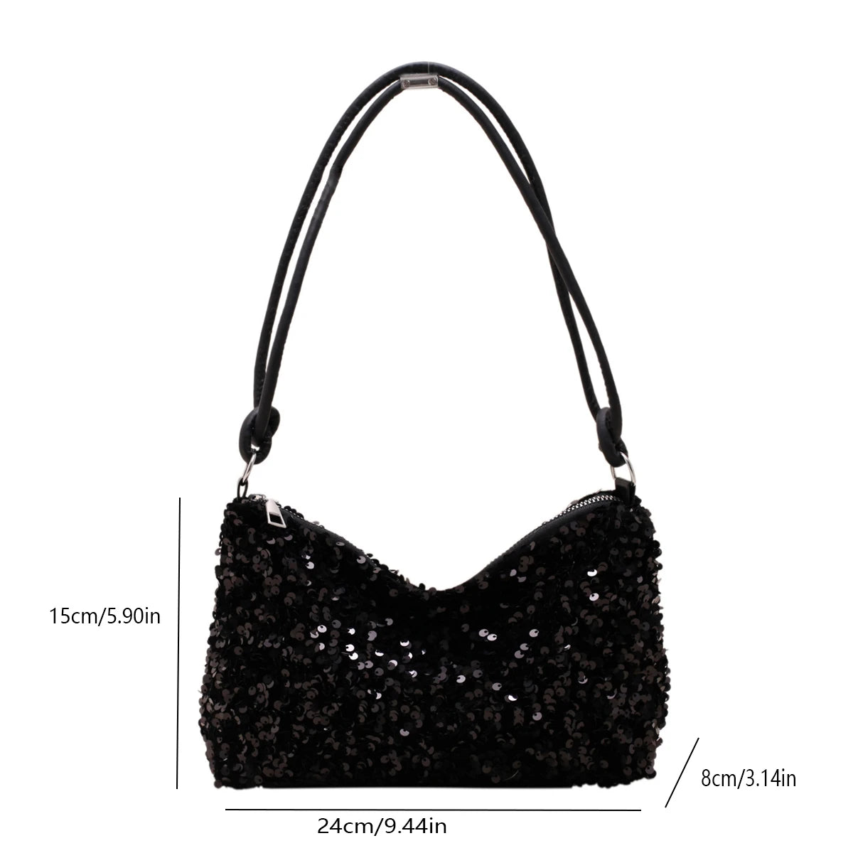 Black Spice Glitter Underarm Bag Casual Chic Chic Design Crossbody Shoulder Bag One Outfit