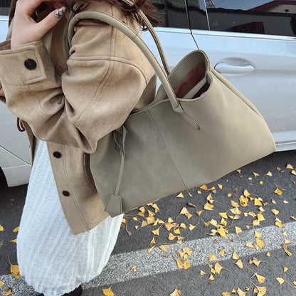 Faux Suede Solid Color High Quality Fashionable Versatile Handbag 2025 Women'S Product Hot Selling Large Capacity Shoulder Bag
