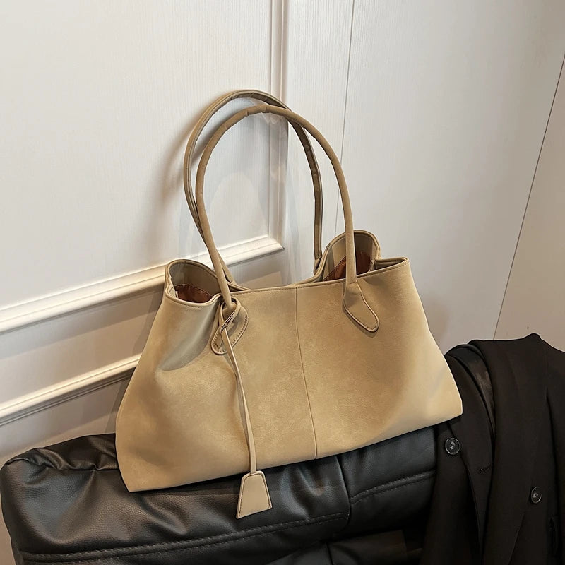 Faux Suede Solid Color High Quality Fashionable Versatile Handbag 2025 Women'S Product Hot Selling Large Capacity Shoulder Bag