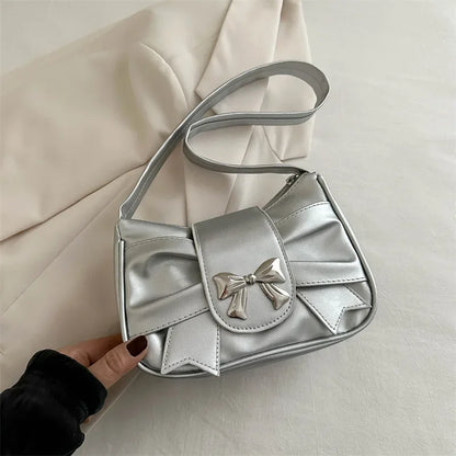 Trendy Bow Shoulder Bag Handbag Casual Underarm Bag Daily Commuting Bags PU Leather Lady Banquet Bag Business Women'S Bags