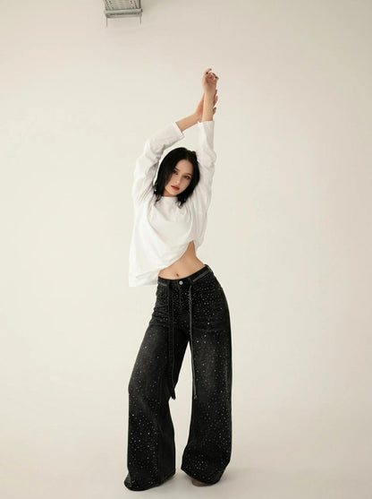 The Flare — Rhinestone Wide Leg Jeans | Novetti